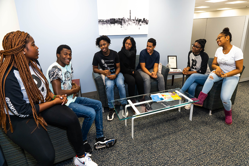 A community gathering of 7 people through the Promising Futures program