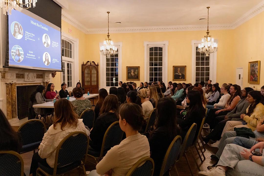 Members of the Women's Leadership Program filled Post Hall for a panel on Women in Government.