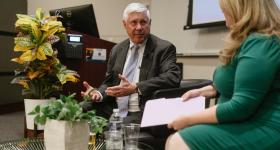 Fred Upton talked with Lesley Lopez about his vote to impeach Donald Trump after the Jan. 6 insurrection. “It was really bad,” he said. (Jordan Tovin/GW Today)